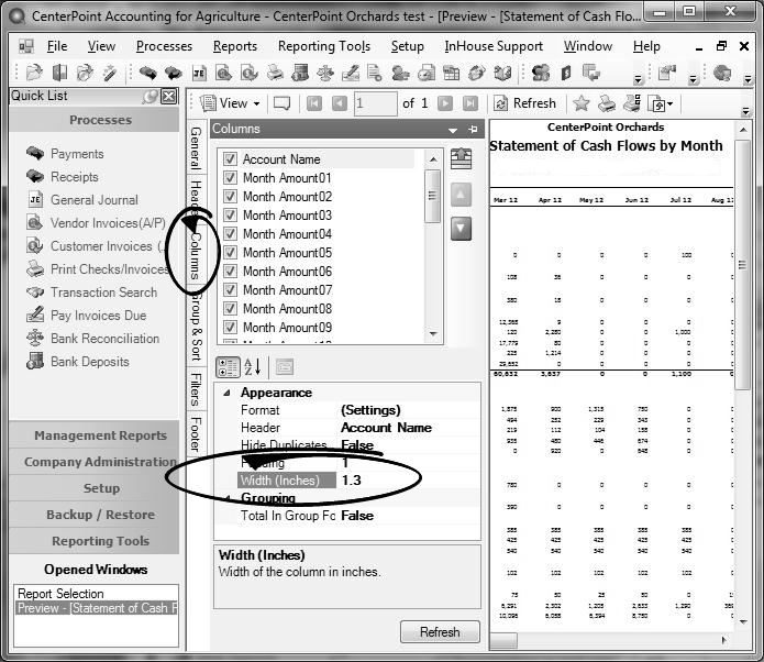 CenterPoint Fund Accounting Modify a Report to Change Font and Modify